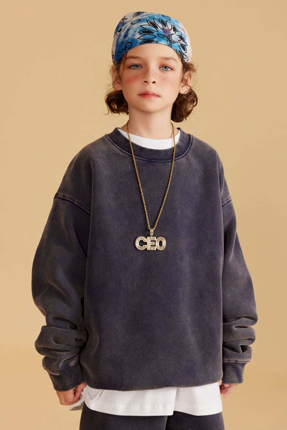 Kids' Heavyweight Washed Fleece-Lined Crew Neck Sweatshirt