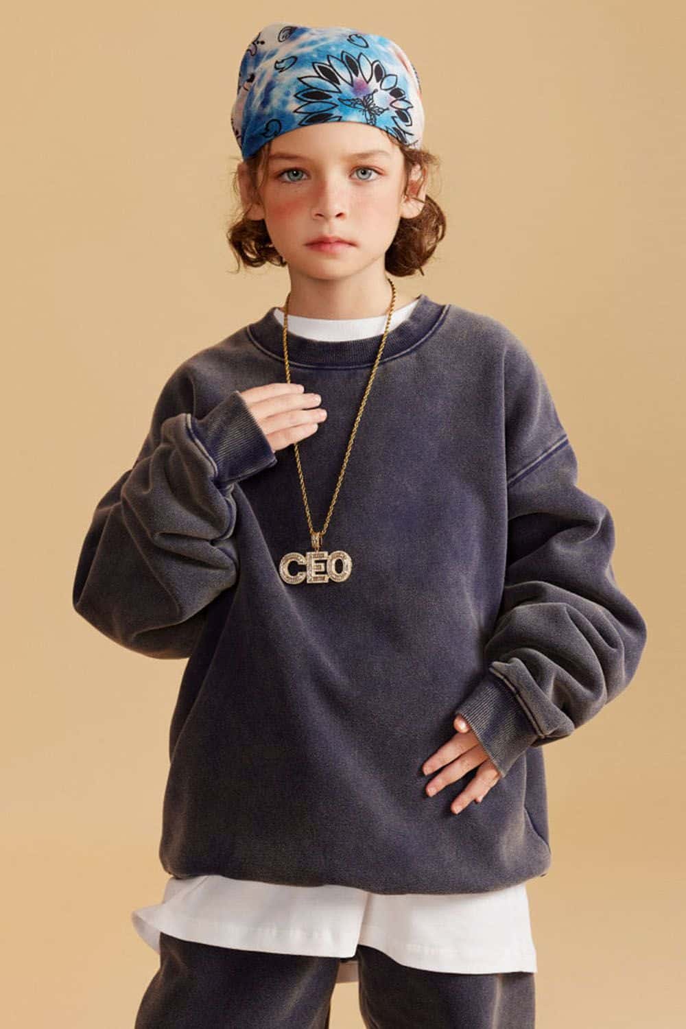 Kids' Heavyweight Washed Fleece-Lined Crew Neck Sweatshirt
