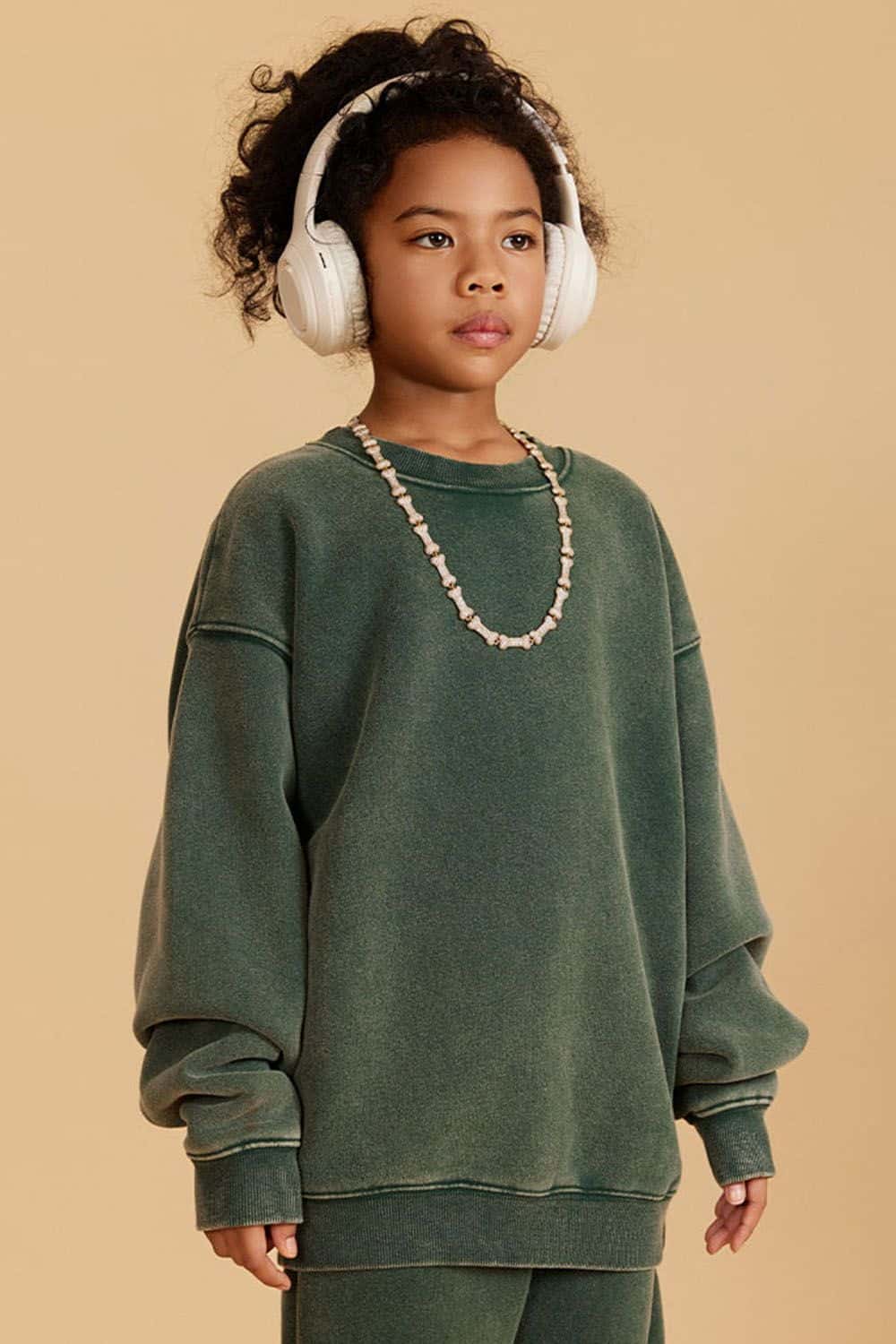 Kids' Heavyweight Washed Fleece-Lined Crew Neck Sweatshirt