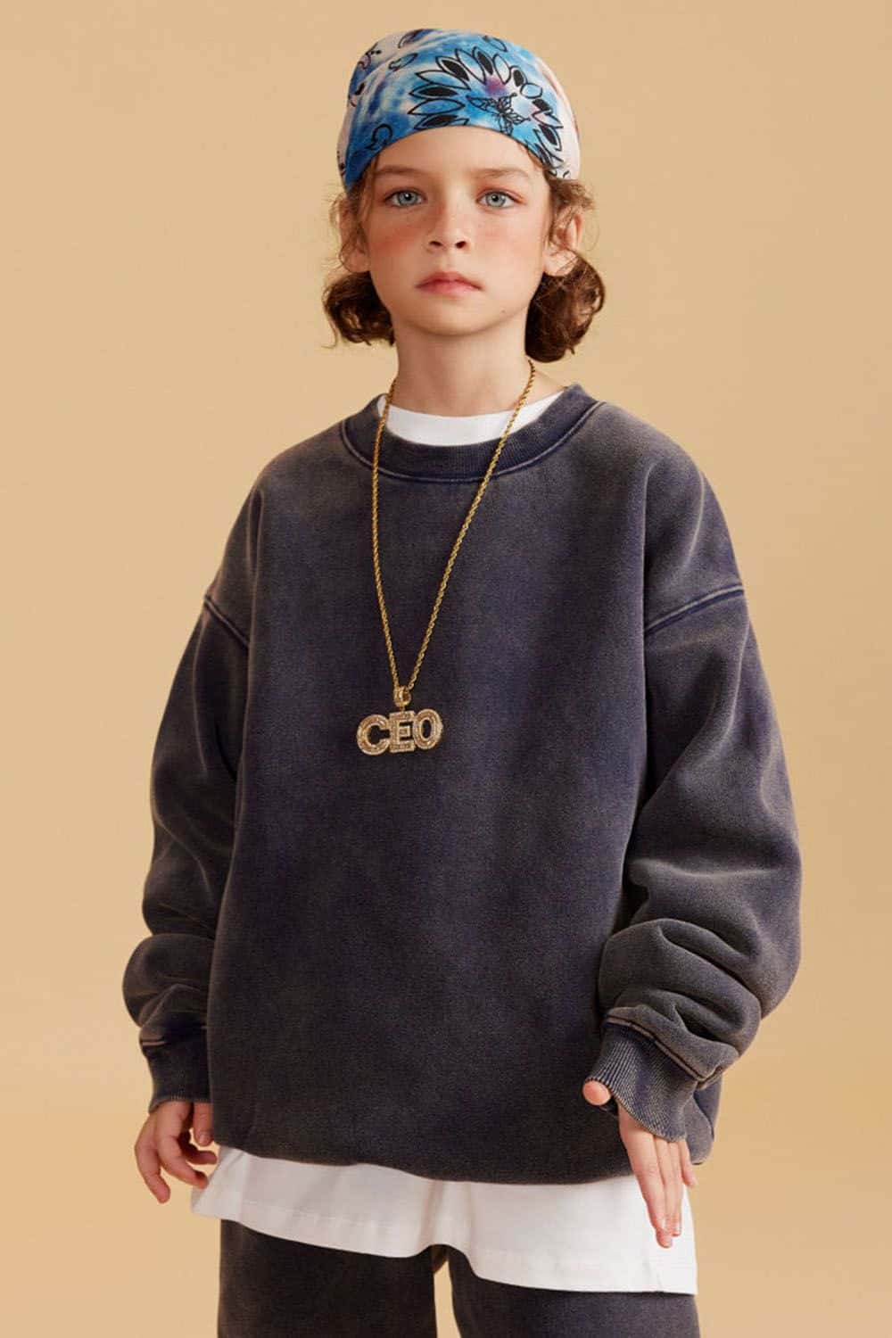 Kids' Heavyweight Washed Fleece-Lined Crew Neck Sweatshirt