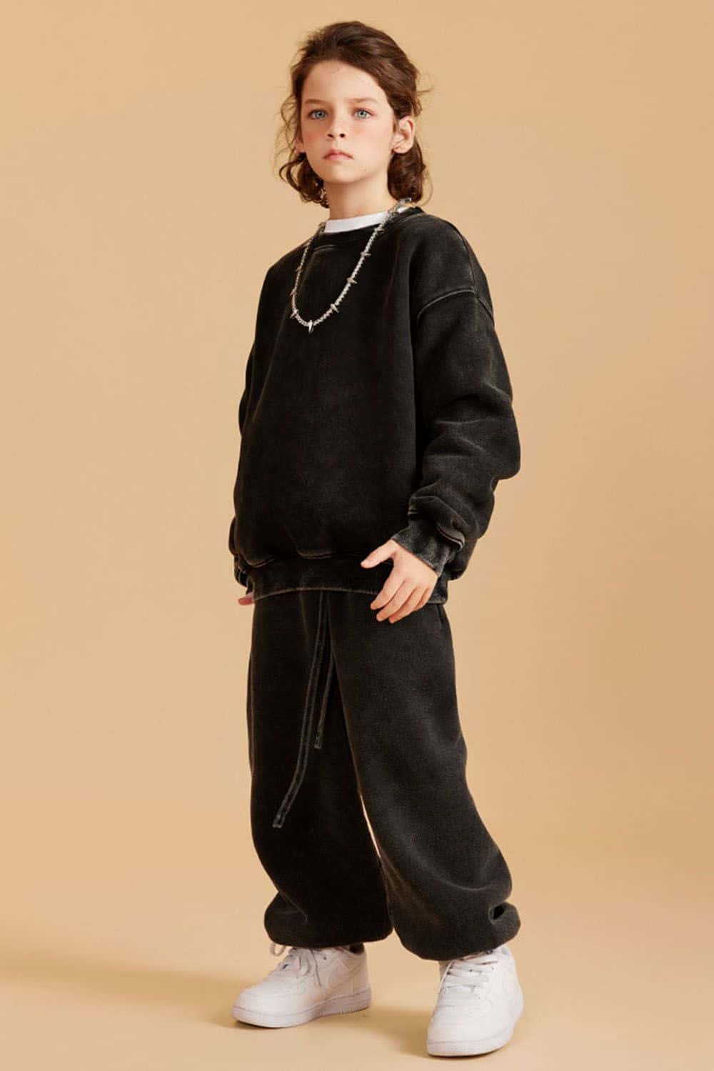 Kids' Heavyweight Washed Fleece-Lined Crew Neck Sweatshirt
