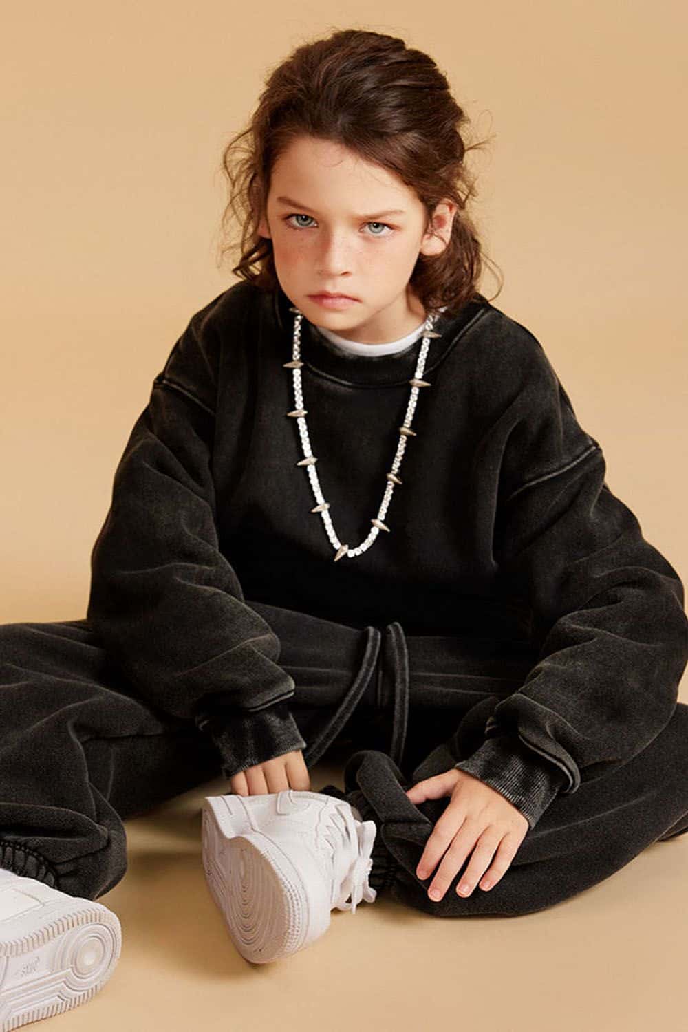 Kids' Heavyweight Washed Fleece-Lined Crew Neck Sweatshirt