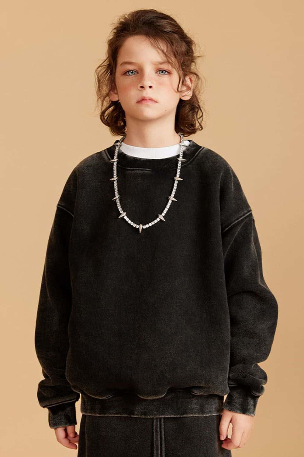 Kids' Heavyweight Washed Fleece-Lined Crew Neck Sweatshirt