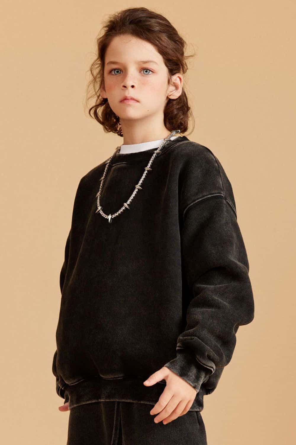 Kids' Heavyweight Washed Fleece-Lined Crew Neck Sweatshirt
