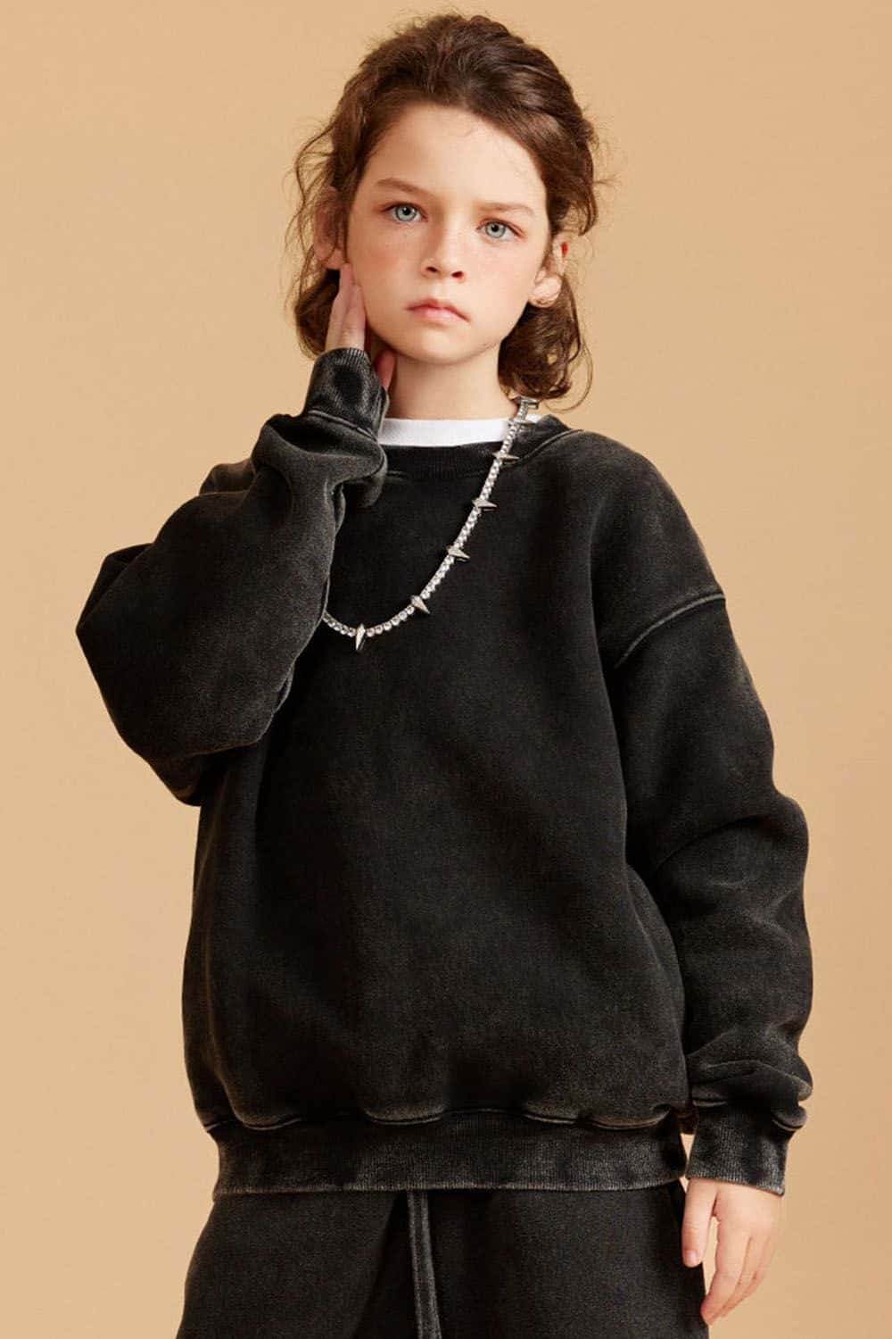 Kids' Heavyweight Washed Fleece-Lined Crew Neck Sweatshirt