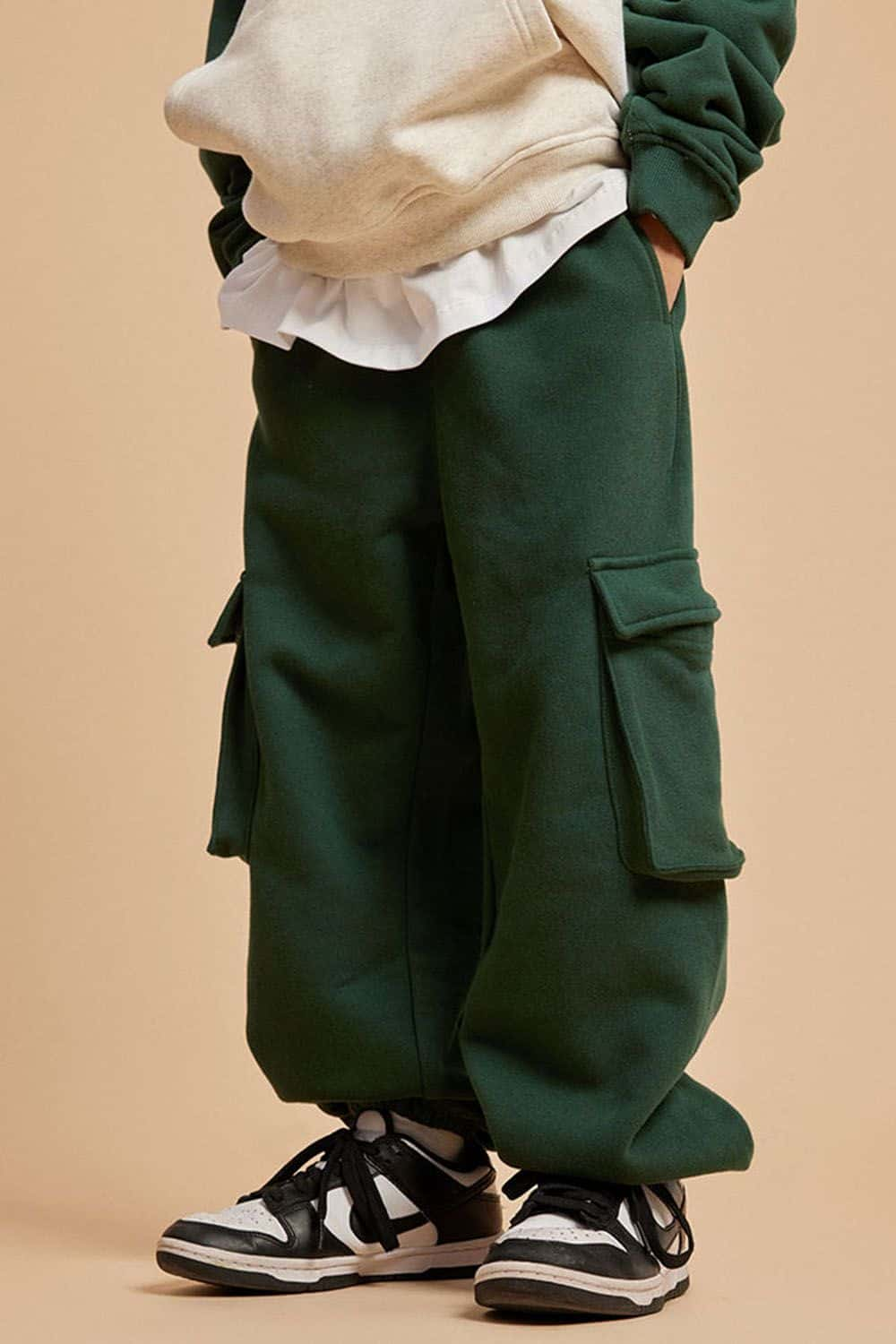 Kids' Thick Fleece-Lined Multi-Pocket Cargo Pants