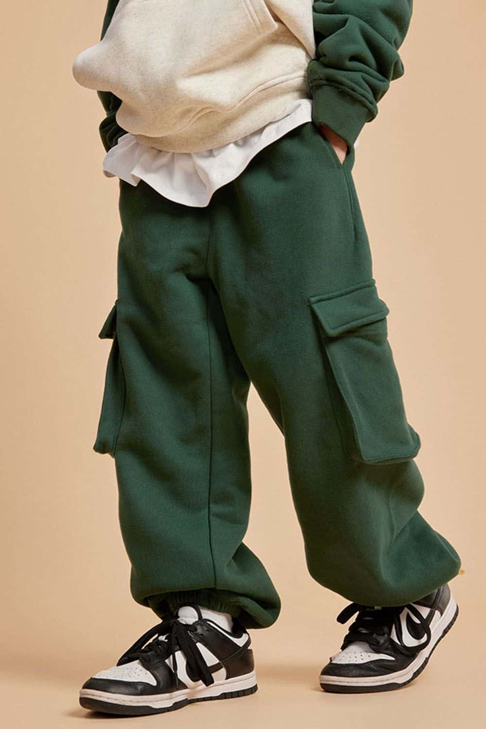 Kids' Thick Fleece-Lined Multi-Pocket Cargo Pants