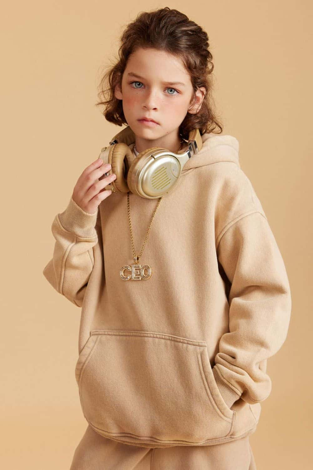 Kids' Casual Washed Fleece-Lined Hoodie