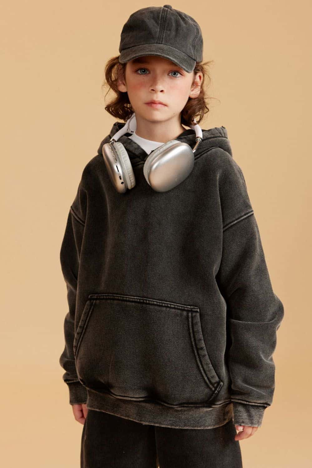 Kids' Casual Washed Fleece-Lined Hoodie