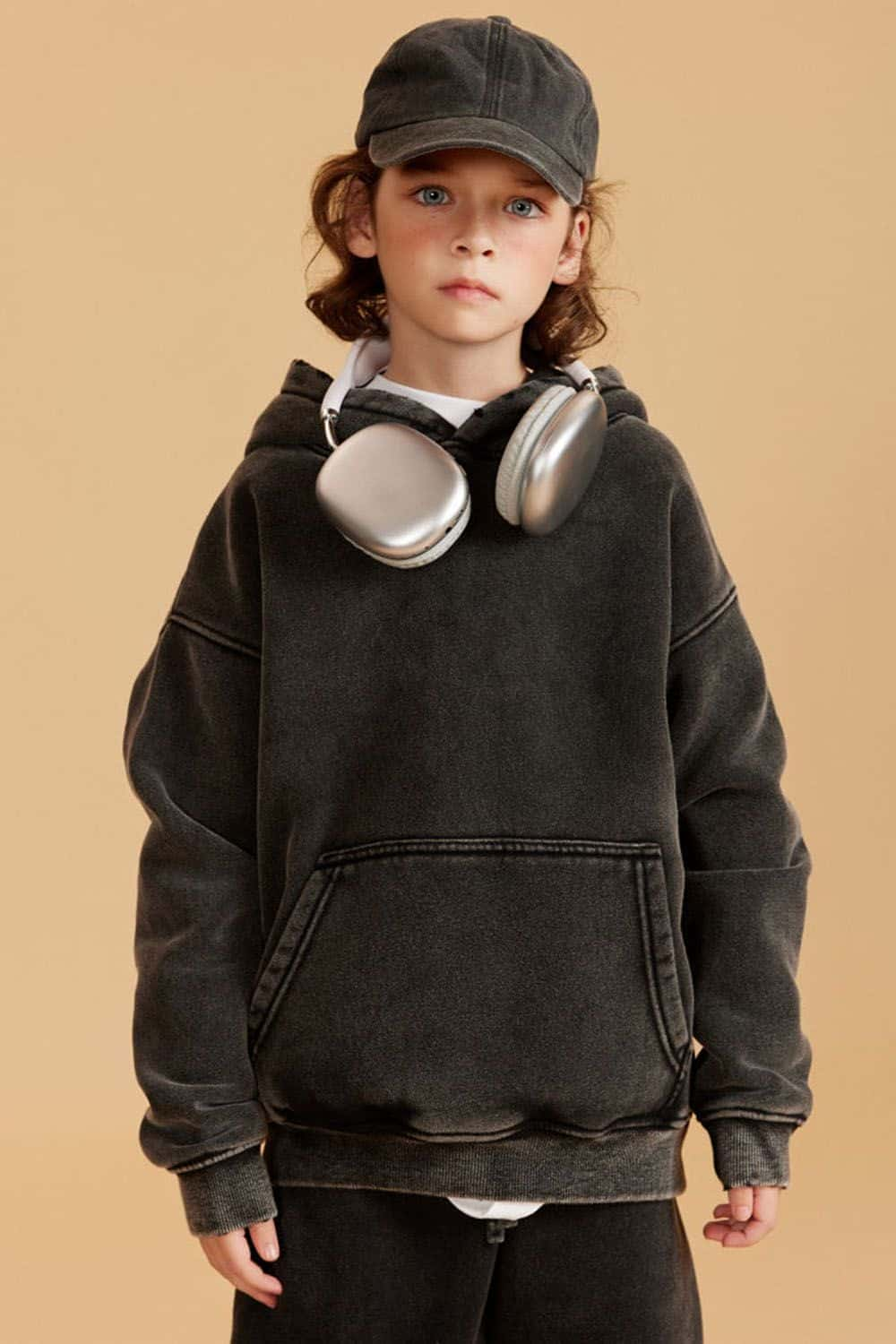 Kids' Casual Washed Fleece-Lined Hoodie