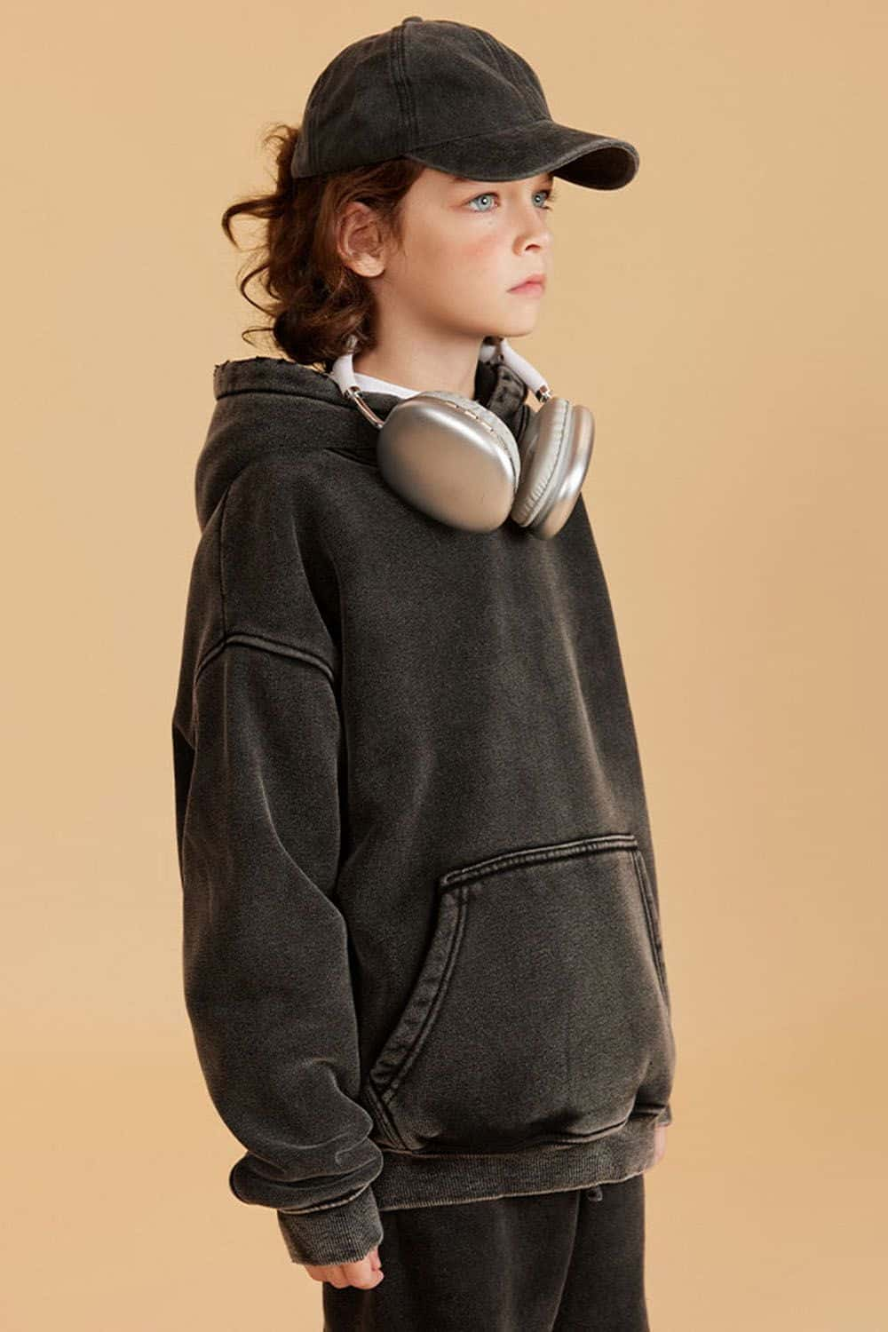 Kids' Casual Washed Fleece-Lined Hoodie