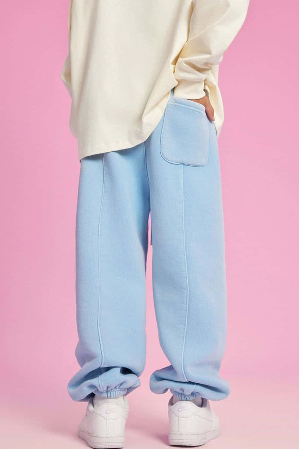 Kids' Washed Thick Fleece-Lined Hip-Hop Style Loose Pants