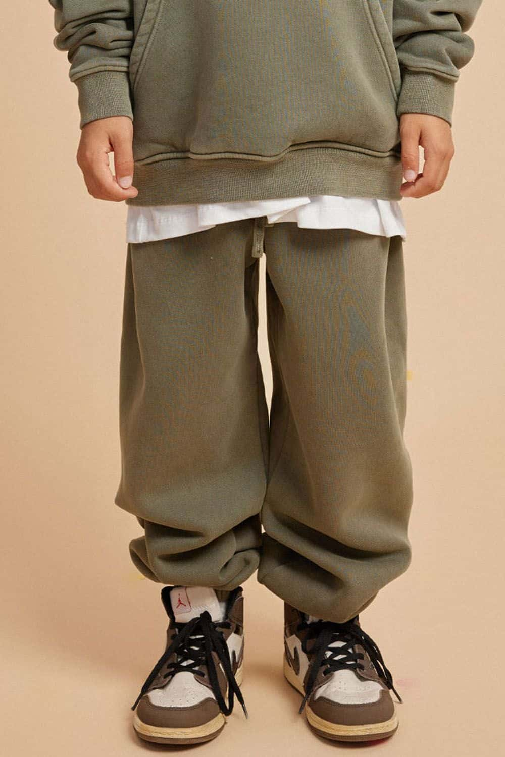 Kids' Washed Thick Fleece-Lined Hip-Hop Style Loose Pants