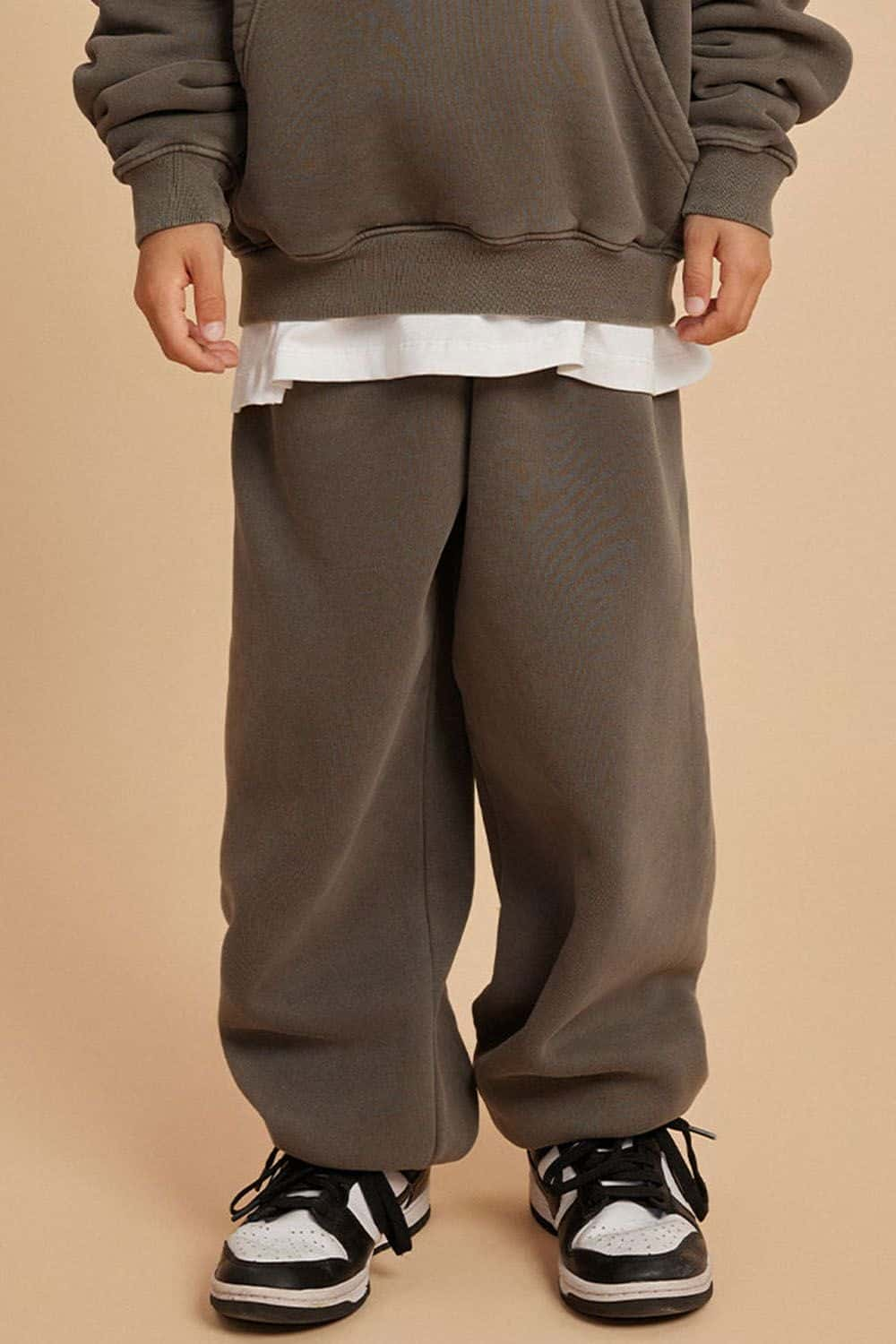 Kids' Washed Thick Fleece-Lined Hip-Hop Style Loose Pants