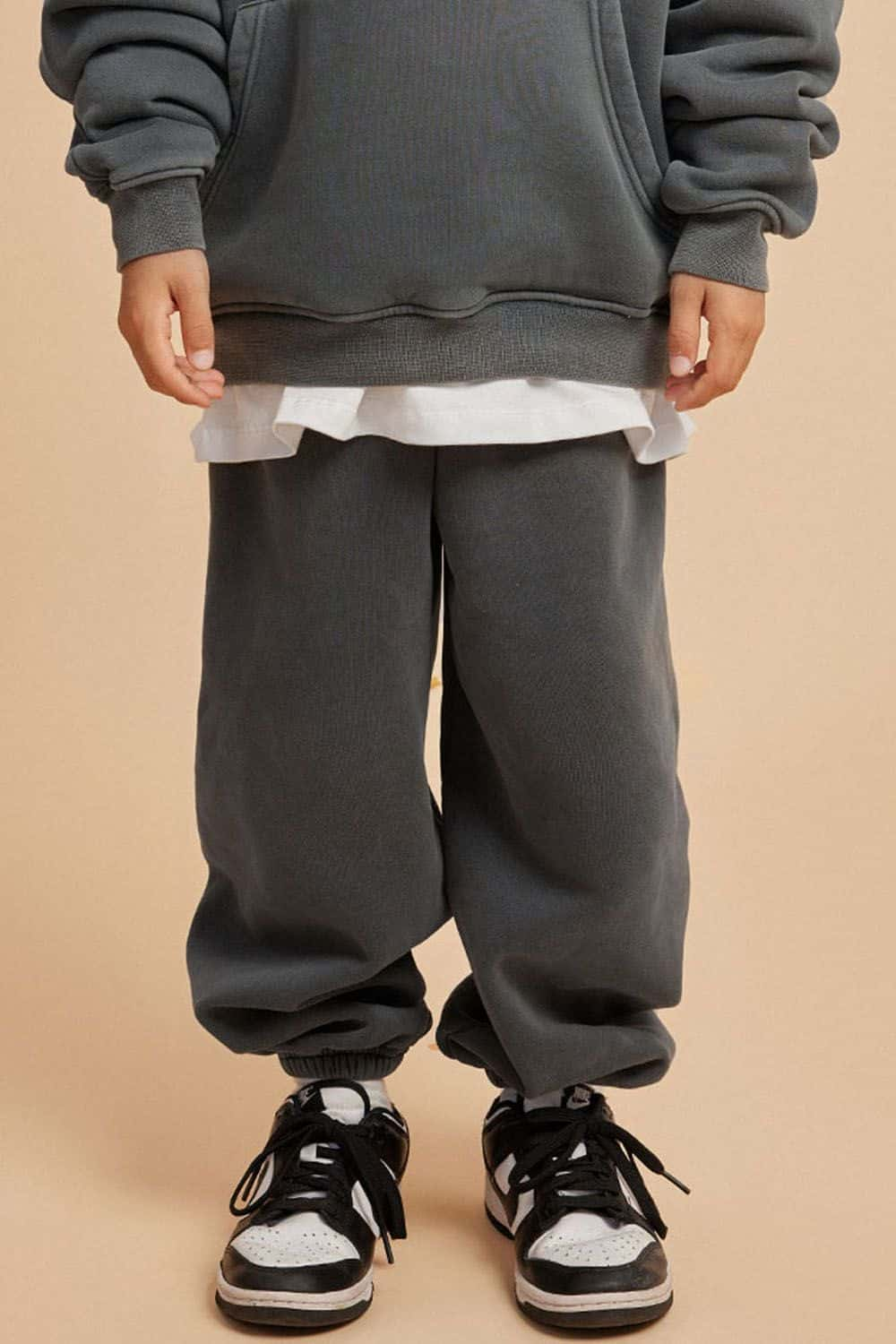 Kids' Washed Thick Fleece-Lined Hip-Hop Style Loose Pants