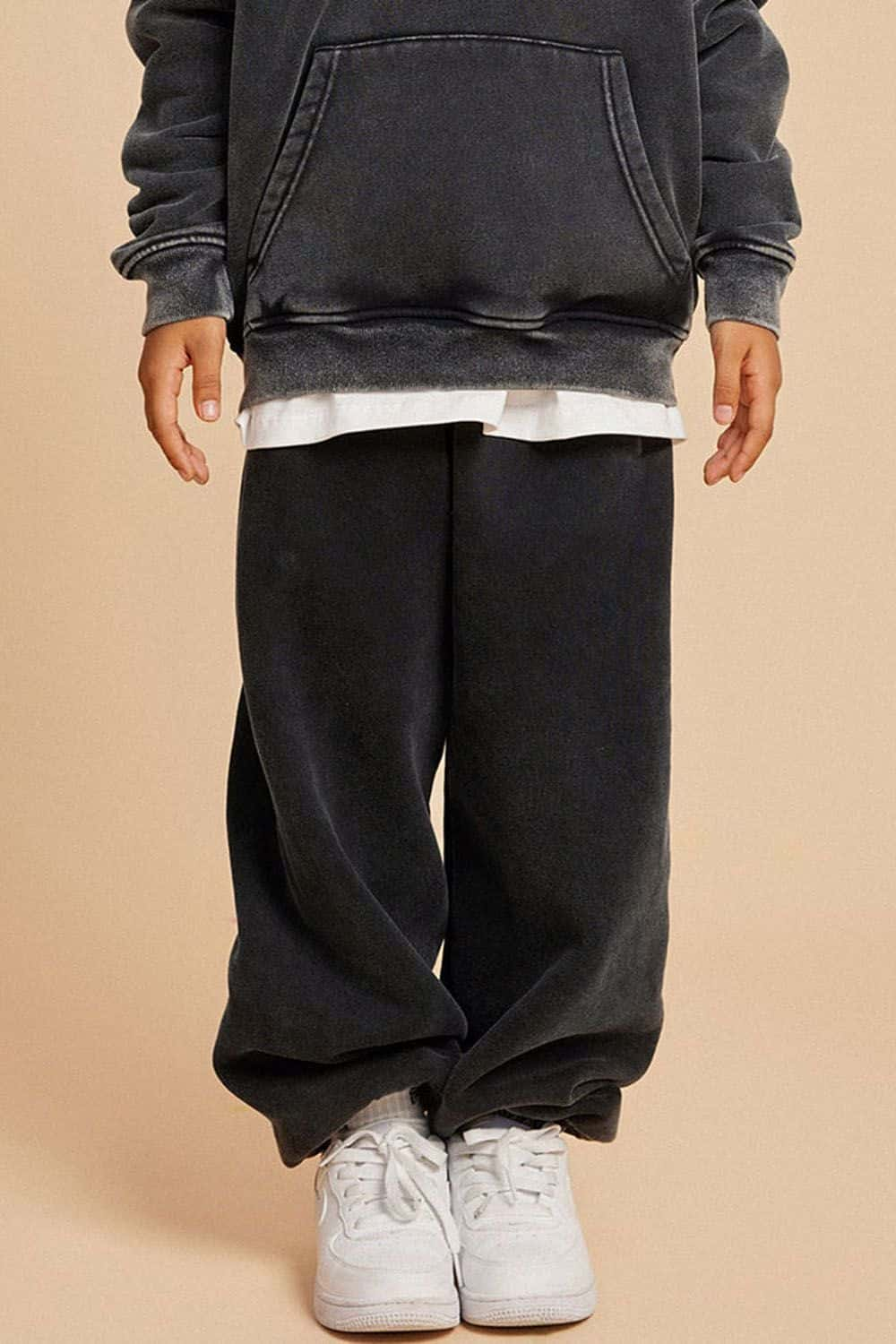 Kids' Washed Thick Fleece-Lined Hip-Hop Style Loose Pants