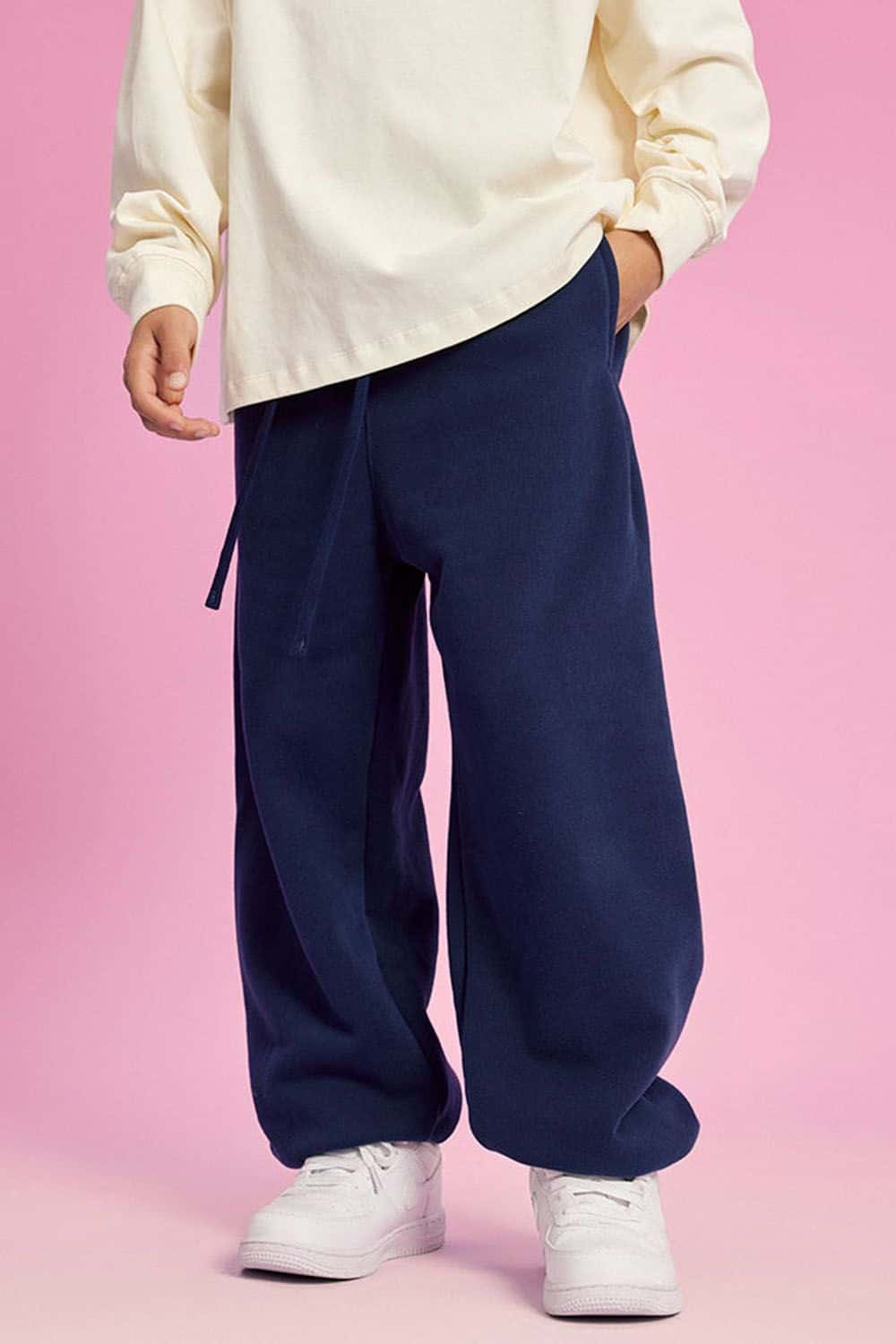 Kids' Warm Fleece-Lined Jogger Pants with Elastic Cuffs