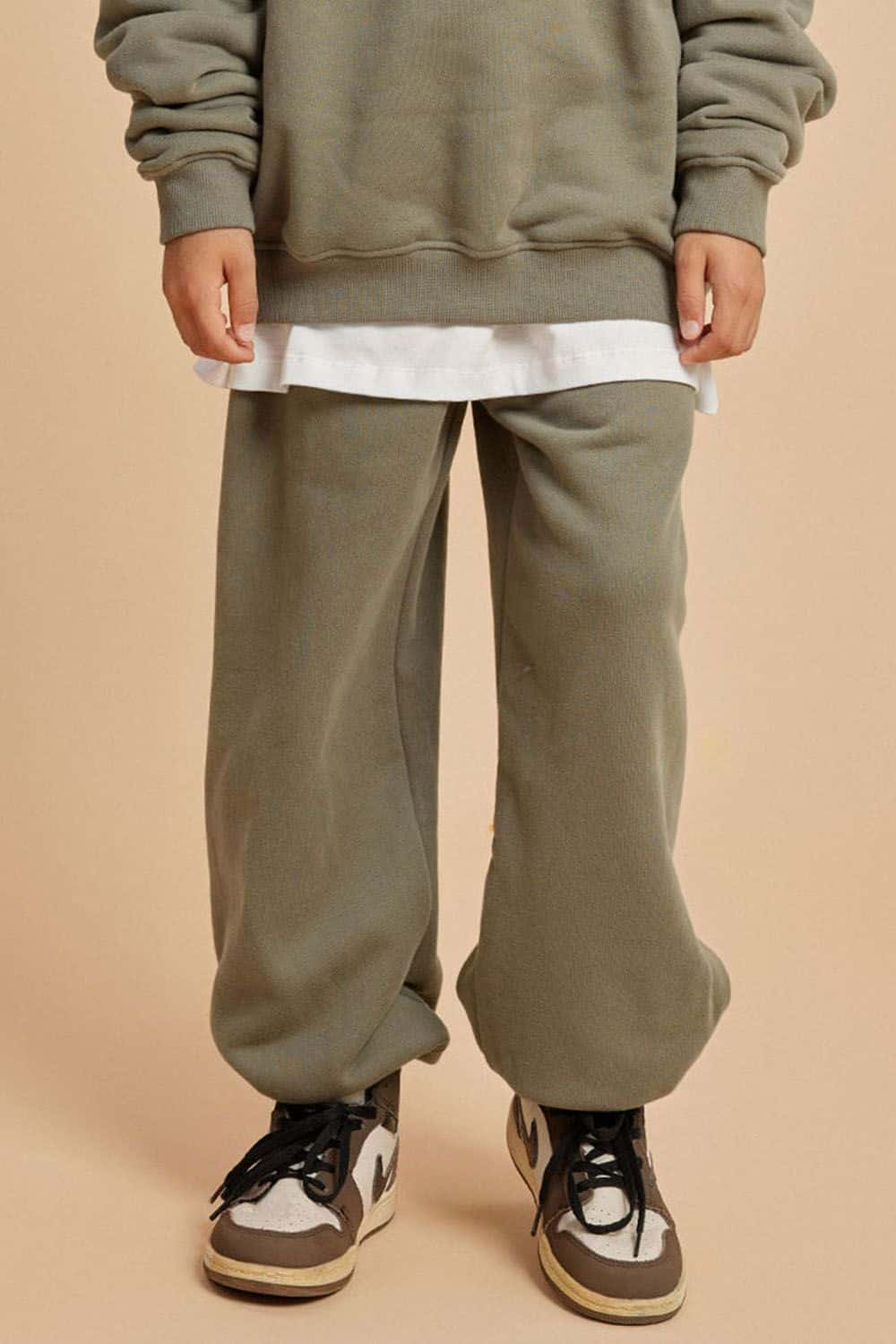 Kids' Warm Fleece-Lined Jogger Pants with Elastic Cuffs