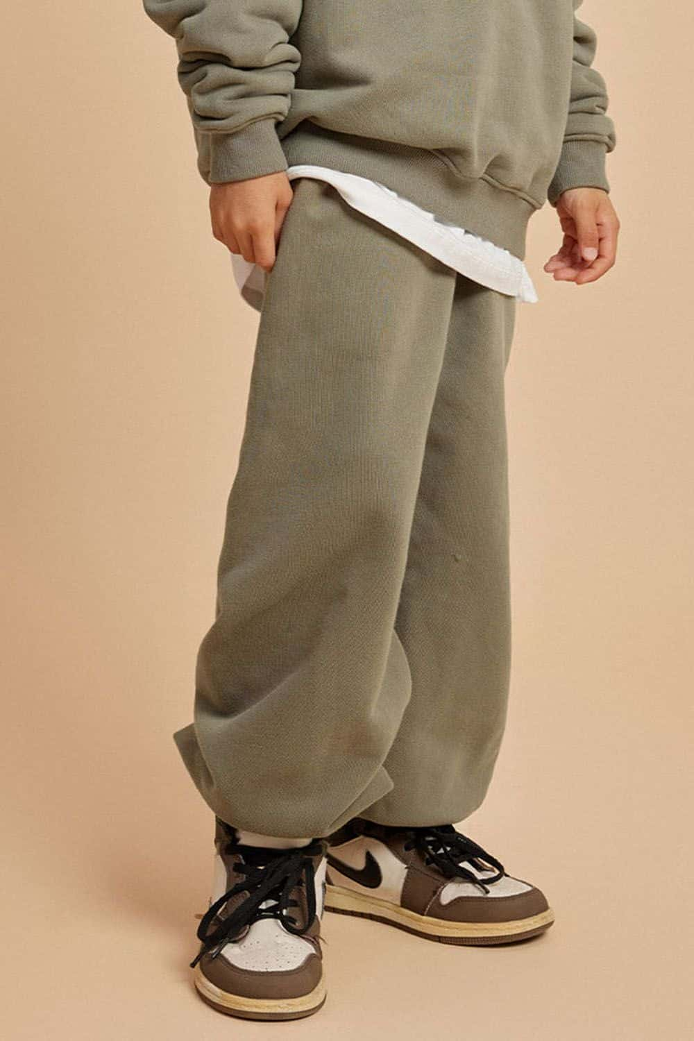 Kids' Warm Fleece-Lined Jogger Pants with Elastic Cuffs