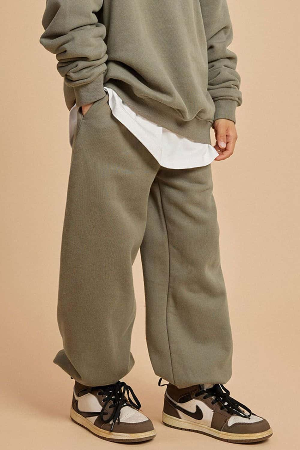 Kids' Warm Fleece-Lined Jogger Pants with Elastic Cuffs