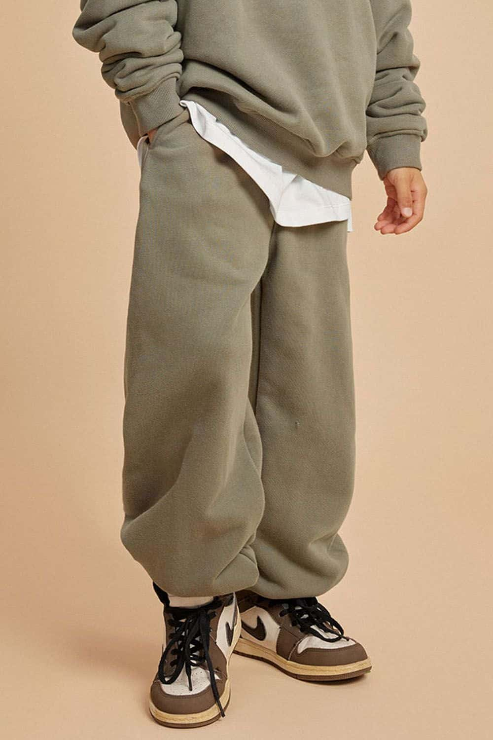 Kids' Warm Fleece-Lined Jogger Pants with Elastic Cuffs