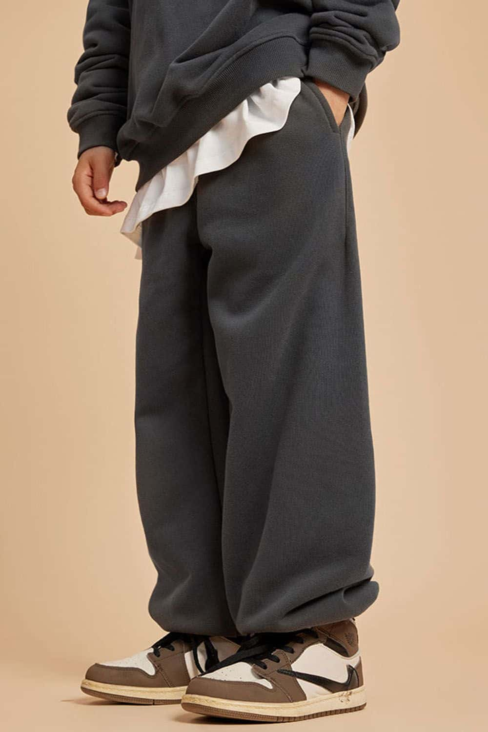 Kids' Warm Fleece-Lined Jogger Pants with Elastic Cuffs