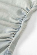 Ruched Asymmetric-Hem Fitted Cotton-Blend Sleeveless Top in Haze Blue - hem detail