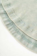 Ruched Asymmetric-Hem Fitted Cotton-Blend Sleeveless Top in Haze Blue - hem detail
