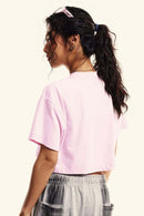 Cool-Touch Quick-Drying Sorona Cropped T-Shirt in Pink - back product view