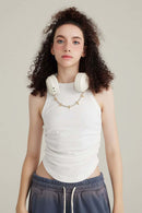 Ruched Cropped Tank - White