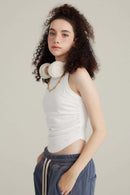 Ruched Cropped Tank - White