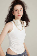 Ruched Cropped Tank - White