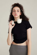 Premium Ruched Waist Active Tee - Black