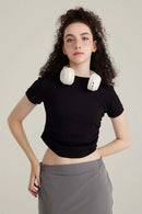 Premium Ruched Waist Active Tee - Black