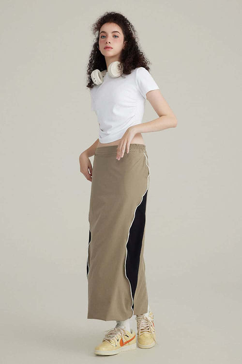Premium Ruched Waist Active Tee - White