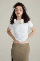 Premium Ruched Waist Active Tee - White