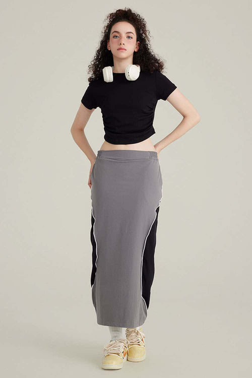 Premium Ruched Waist Active Tee - Black