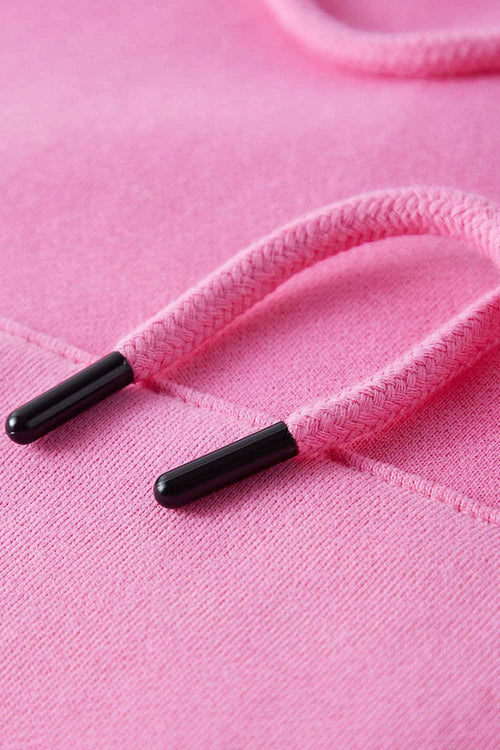 Vintage Washed Cropped Fleece Hoodie - Rose Pink