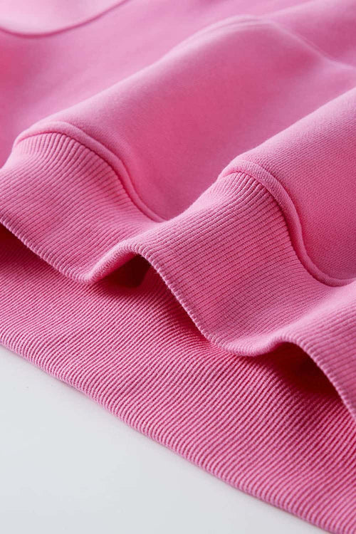 Vintage Washed Cropped Fleece Hoodie - Rose Pink