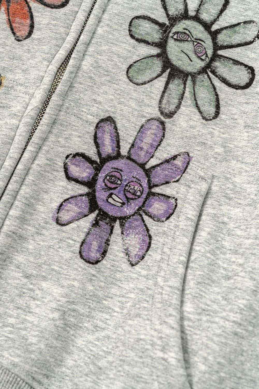 Women's Fleece-Lined Floral Embroidered Zip-Up Hoodie