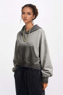 Contrast Cropped Hoodie - Dark Gray