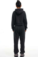 Contrast Cropped Hoodie - Vintage Black