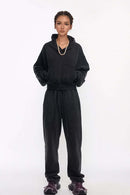 Contrast Cropped Hoodie - Vintage Black