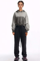 Contrast Cropped Hoodie - Dark Gray