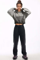 Contrast Cropped Hoodie - Dark Gray