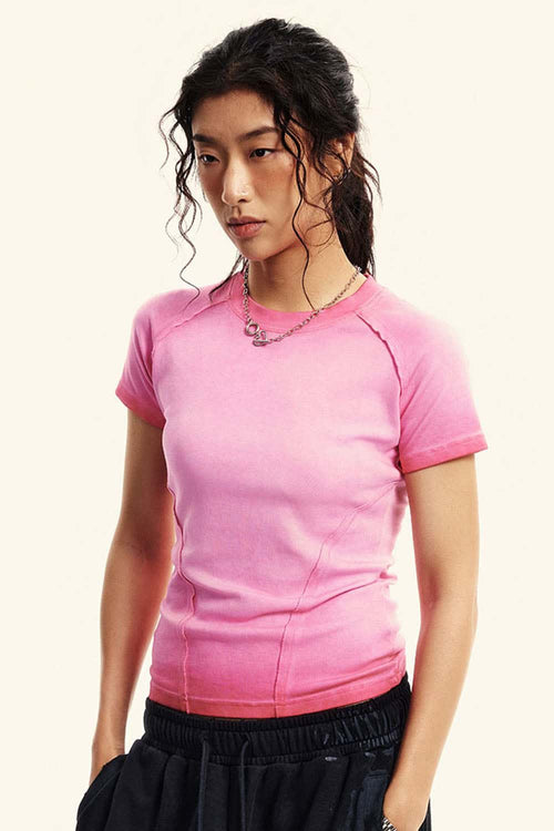 Washed Gradient Tee - Rose Pink