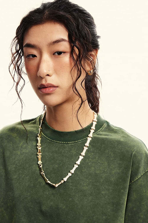 Cool-Touch Quick-Drying Sorona Blend Cropped T-Shirt in Blackish Green - front modeled view