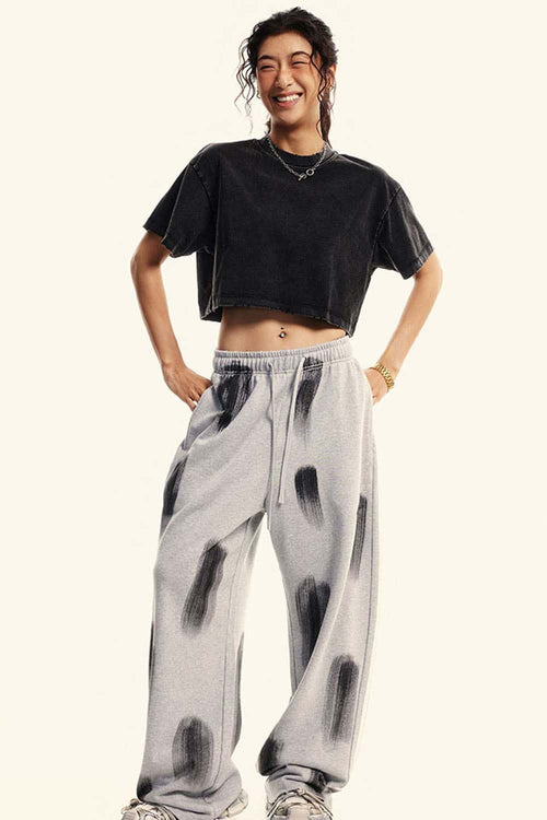 Cool-Touch Quick-Drying Sorona Blend Cropped T-Shirt in Fried Snowflakes - full-length front modeled view