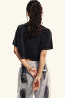 Cool-Touch Quick-Drying Sorona Blend Cropped T-Shirt in Fried Snowflakes - back modeled view