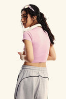 Washed Cropped Short-Sleeve Tee - Pink